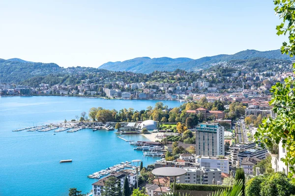 Lugano Gölü Panorama, İsviçre — Stok fotoğraf