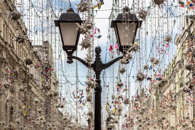 Illumination decoration on Nikolskaya street in Moscow, Russia