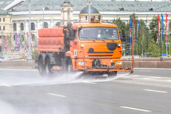 Cleaning of the Moscow streets, Russia 