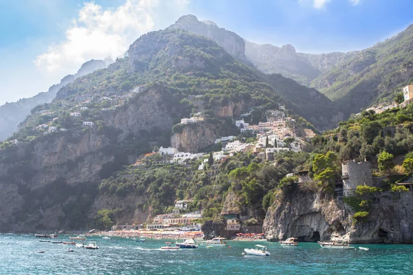 Positano från havet, Italien — Stockfoto
