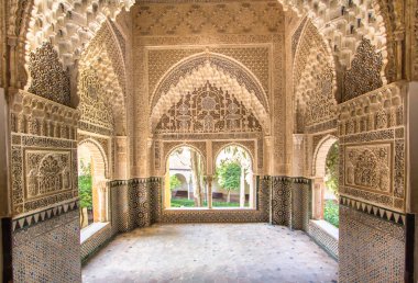 Daraxa Belvedere in a jardines de palacio in Alhambra, Granada, Andalucia, Spain clipart