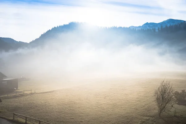 Alpina berg i dimma — Stockfoto