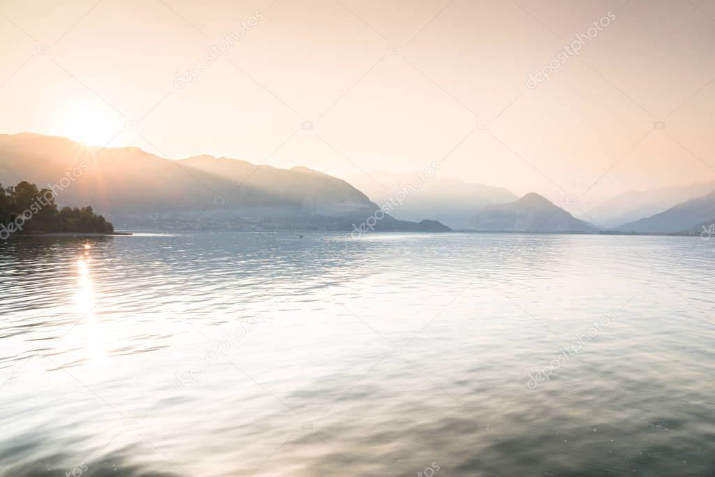 Lake Maggiore at sunset, Italy