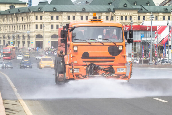 Cleaning of the Moscow streets, Russia 