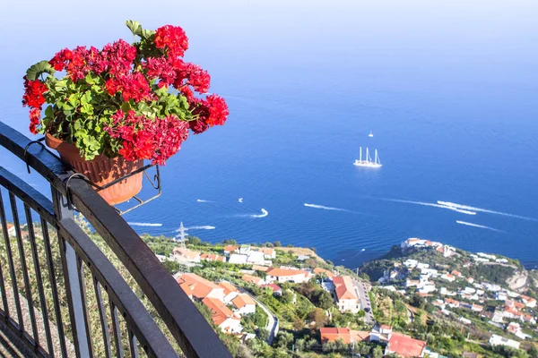 Flower pot on the viewpoint to the Amalfi coast, Italy — Stockfoto