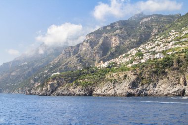 İtalya 'nın Praiano şehrinin panoramik manzarası