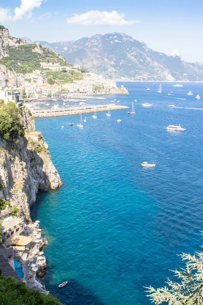 Vista Puerto Con Yates Barcos Costa Amalfi Italia — Foto de Stock