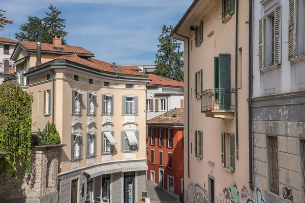 Zicht Piazza Della Riforma Hoofdplein Het Historische Centrum Van Lugano — Stockfoto