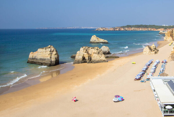 Popular city beach of Rocha Beach, Portimao in Portugal