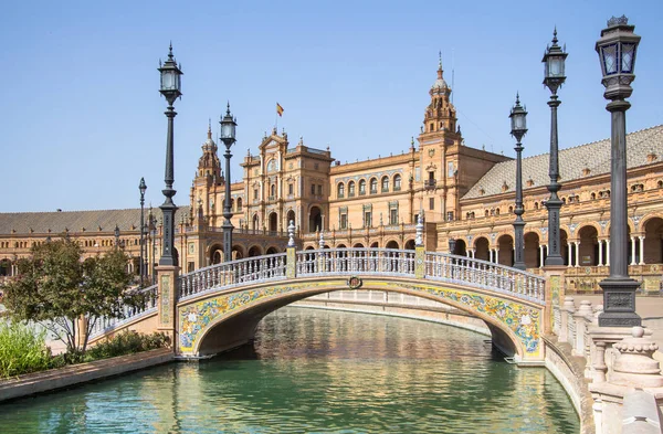Poduri Piața Centrală Din Sevilla Plaza Espana Andalucia Spania — Fotografie, imagine de stoc
