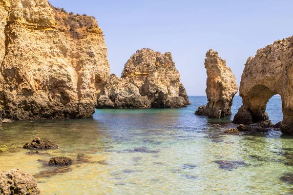 Piękny Widok Klify Ponta Piedade Wybrzeżu Algavre Portugalia — Zdjęcie stockowe