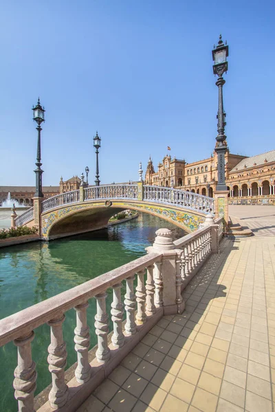 Broar Det Centrala Torget Sevilla Plaza Espana Andalusien Spanien — Stockfoto