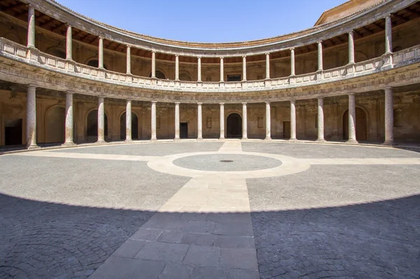 Dentro Fortificação Nasrida Alhambra Pátio Redondo Colunata Dupla Palácio Carlos — Fotografia de Stock