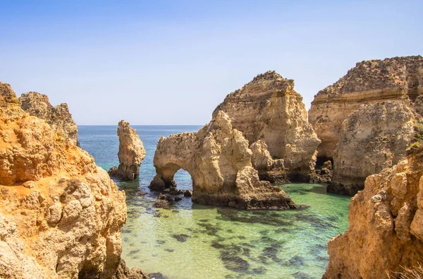 Piękny Widok Klify Ponta Piedade Wybrzeżu Algavre Portugalia — Zdjęcie stockowe