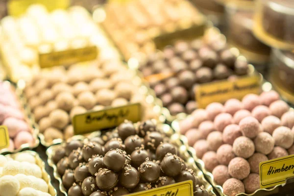 Bonbons Sur Vitrine Boutique Bonbons — Photo