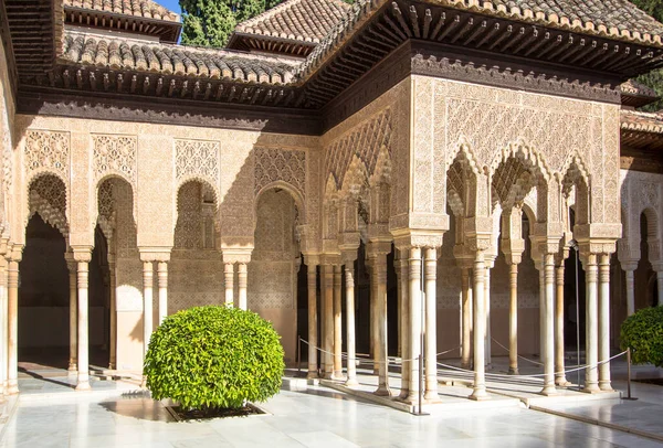 Hermosos Arcos Estilo Árabe Patio Los Leones Alhambra Granada Andalucía — Foto de Stock