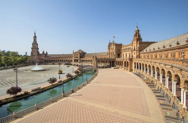 Pemandangan Panorama Alun Alun Pusat Seville Plaza Espana Andalucia Spanyol — Stok Foto