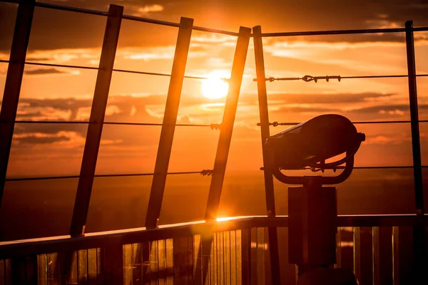 Luchtfoto Van Moskou Stad Bij Zonsondergang Vanaf Het Observatieplatform Van — Stockfoto