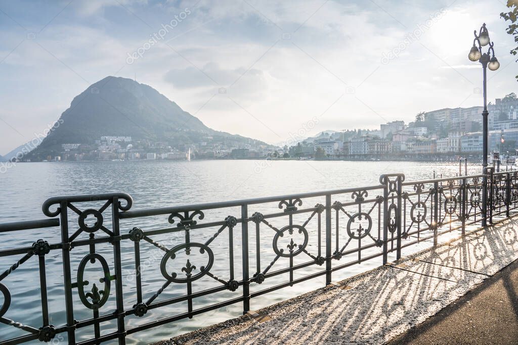 Panorama view of the lake Lugano, Switzerland