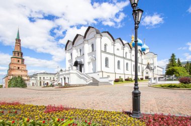 Kazan, Tataristan, Rusya 'daki Annunciation ve Soyembika Kulesi Katedrali manzarası