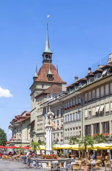 Średniowieczne Budynki Przy Ulicy Marktgasse Bernie Szwajcaria — Zdjęcie stockowe