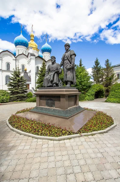 Monumento Los Arquitectos Del Kremlin Kazán Catedral Anunciación Kazán Kremlin — Foto de Stock