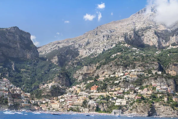 Vista Ciudad Naturaleza Positano Desde Agua Costa Amalfi Italia — Foto de Stock