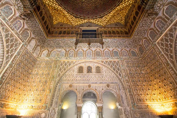 Interior Sala Embajadores Palacio Mudéjar Alcázar Andalucía Sevilla España — Foto de Stock