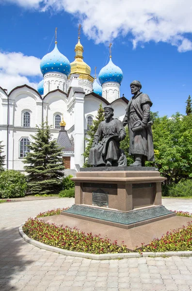 Monumento Los Arquitectos Del Kremlin Kazán Catedral Anunciación Kazán Kremlin — Foto de Stock