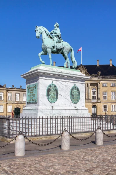 Sculptuur Van Frederik Paard Amalienborg Square Kopenhagen Denemarken — Stockfoto
