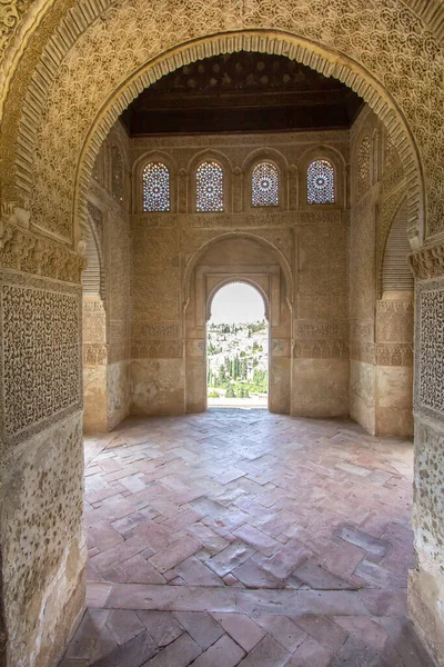Arcos Piedra Mundialmente Famoso Jardín Alhambra Andalucía Granada España — Foto de Stock