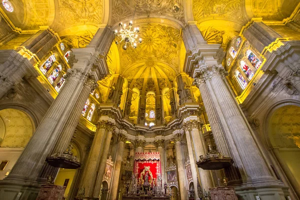 Utsikt Över Det Vackra Upplysta Taket Katedralen Malaga Andalusien Spanien — Stockfoto