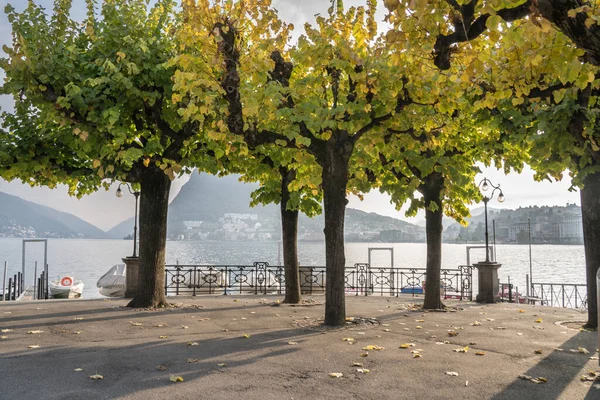 Vista Panoramica Sul Lago Lugano Svizzera — Foto Stock