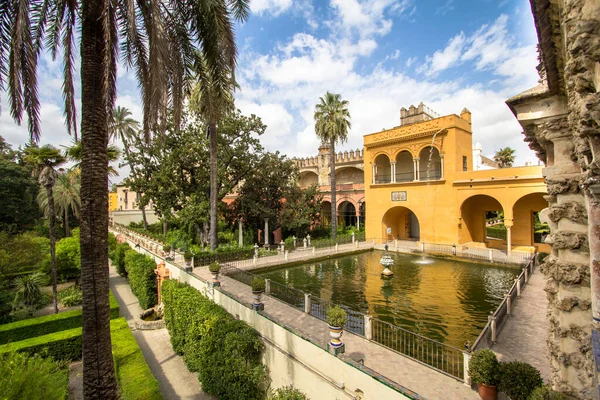 Spanyol Királyi Palota Real Alcazar Gardens Sevillában Andalucia Spanyolország — Stock Fotó