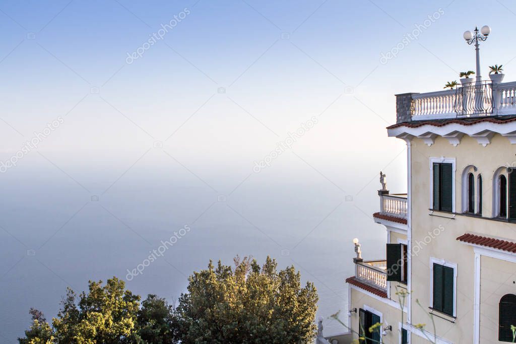 Luxury hotel in Pogerola village with the seascape to the Amalfi coast, Italy