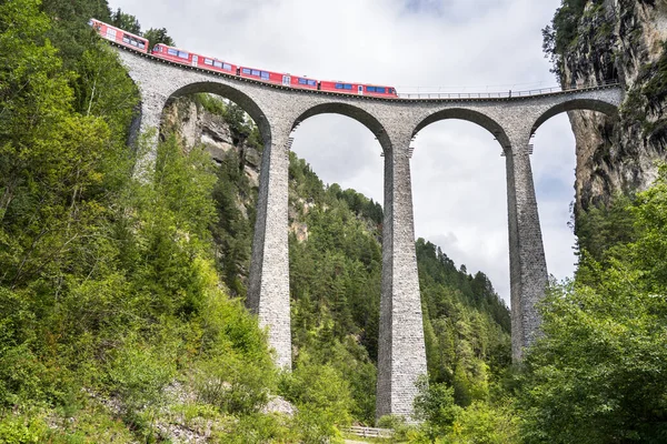 Famous Viaduct Landwasser Viaduct Κοντά Στο Filisur Και Νταβός Ελβετία — Φωτογραφία Αρχείου