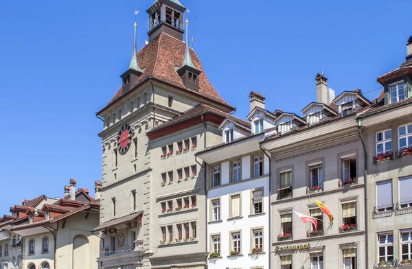 Middeleeuwse Gebouwen Aan Marktgasse Straat Bern Zwitserland — Stockfoto
