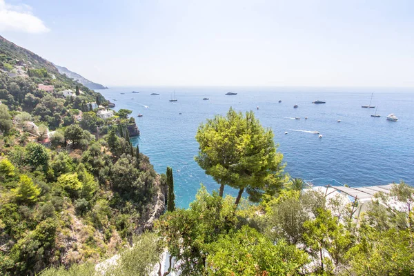 Górny Widok Wybrzeże Zatokę Positano Wybrzeże Amalfi Włochy — Zdjęcie stockowe