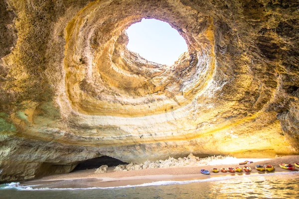 Vista Interior Gruta Mar Benagil Praia Benagil Praia Benagil Algarve — Fotografia de Stock