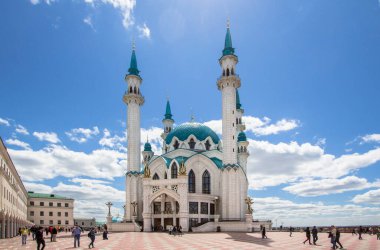 Kazan, Tataristan, Rusya 'daki Kul-Sharif-Camii manzarası