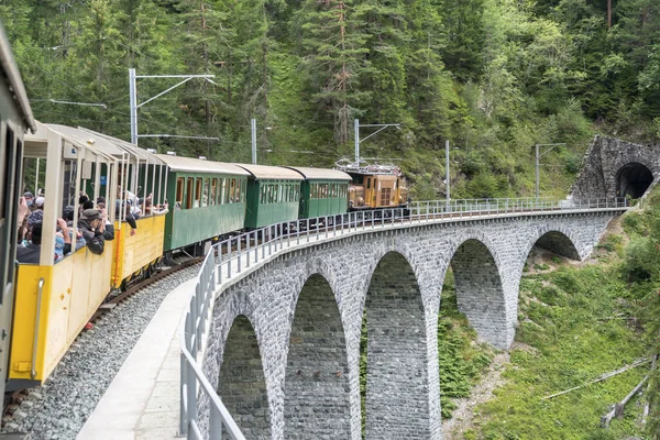 Comboio Vapor Histórico Famoso Entre Davos Filisur Suíça — Fotografia de Stock