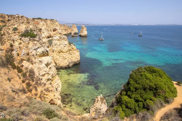 Bela Vista Das Falésias Ponta Piedade Costa Algavre Portugal — Fotografia de Stock