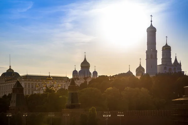 Панорама Красивого Заката Церковного Комплекса Московского Кремля Россия — стоковое фото