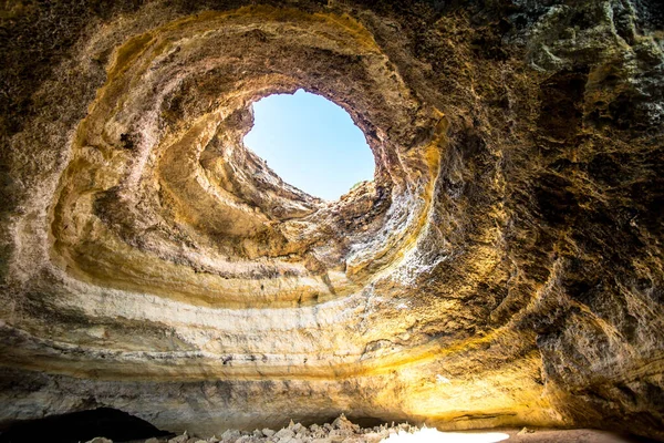 Vista Interior Gruta Mar Benagil Praia Benagil Praia Benagil Algarve — Fotografia de Stock