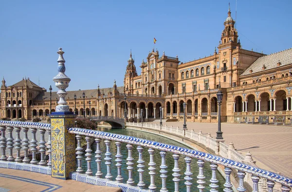 Broar Det Centrala Torget Sevilla Plaza Espana Andalusien Spanien — Stockfoto
