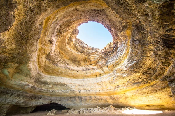 Vista Interior Gruta Mar Benagil Praia Benagil Praia Benagil Algarve — Fotografia de Stock