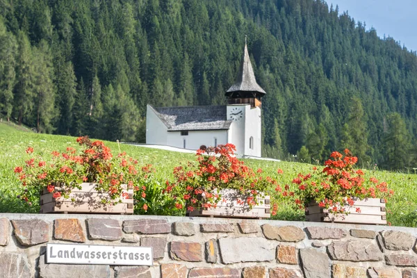 Catholic Church Famous Landwasserstrasse Davos Switzerland — 스톡 사진