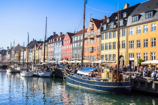 Distrito Nyhavn Copenhague Dinamarca — Foto de Stock