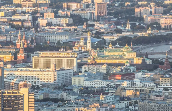 ロシアの日没前のモスクワ市のトップビュー ストック画像