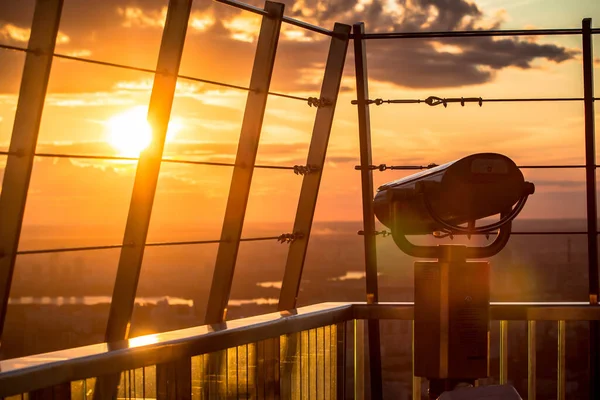 Widok Lotu Ptaka Miasto Moskwa Zachodzie Słońca Platformy Obserwacyjnej Centrum — Zdjęcie stockowe
